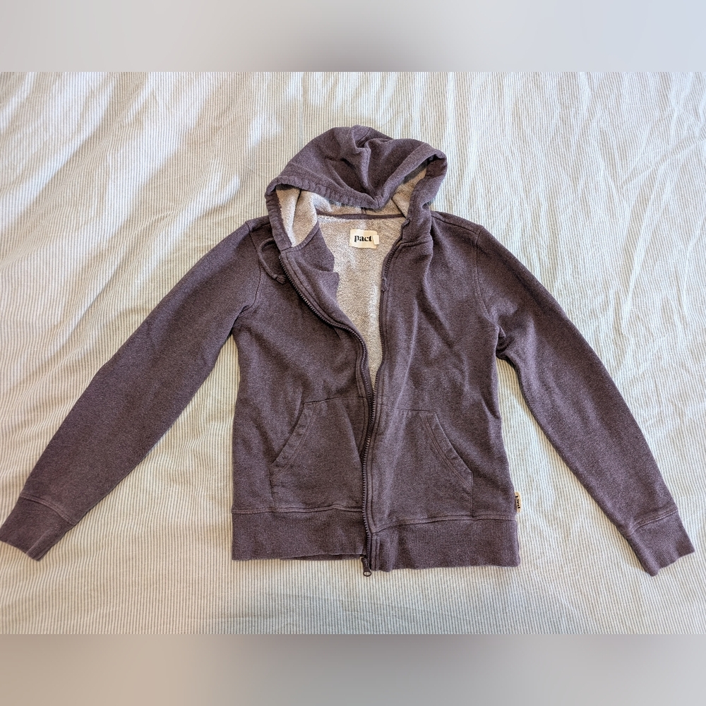 Pact 100% Organic Cotton Zip Up Hoodie Jacket Fleece Sweatshirt Small Purple